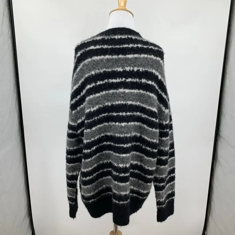AllSaints Sweater Mens M Medium Oskar Striped Oversized Fit Wool Alpaca Blend